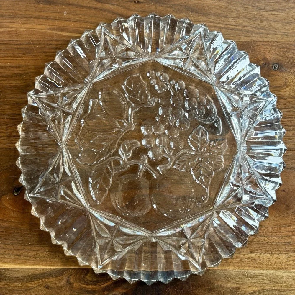 2pc VTG 60s MCM Federal Glass Clear‎ Pressed Pioneer Fruit Berry 11